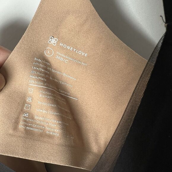 Honey Love Crossover Wireless Black Smoothing Seamless Max Support Bra Size L - Picture 5 of 5